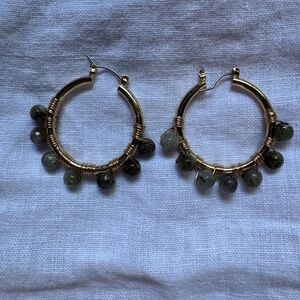 Banana Republic Gold and Gray Hoop Earrings with Charms
